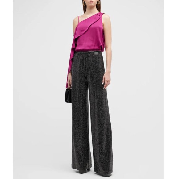 RAMY BROOK Gavin Metallic Sequin Wide-Leg Pants Sz 4 - Picture 1 of 13